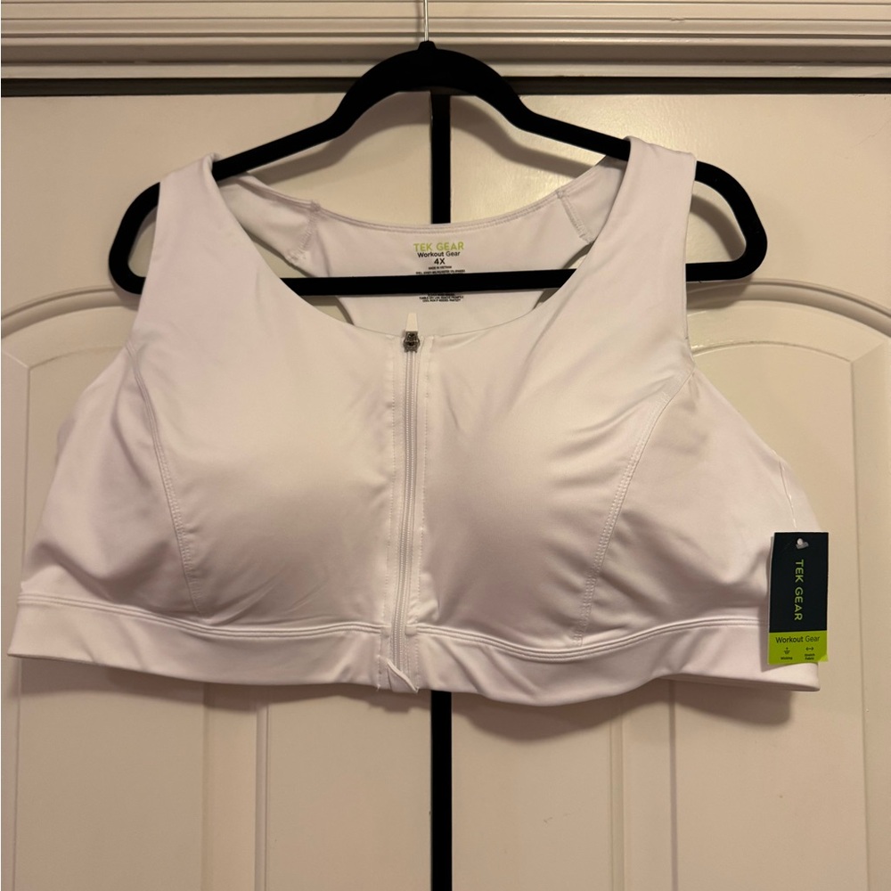 Tek Gear White Zip-Front Sports Bra